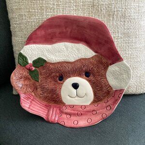 Penchmark 1992  Vintage  Ceramic Teddy Bear Christmas Holiday Serving Plate